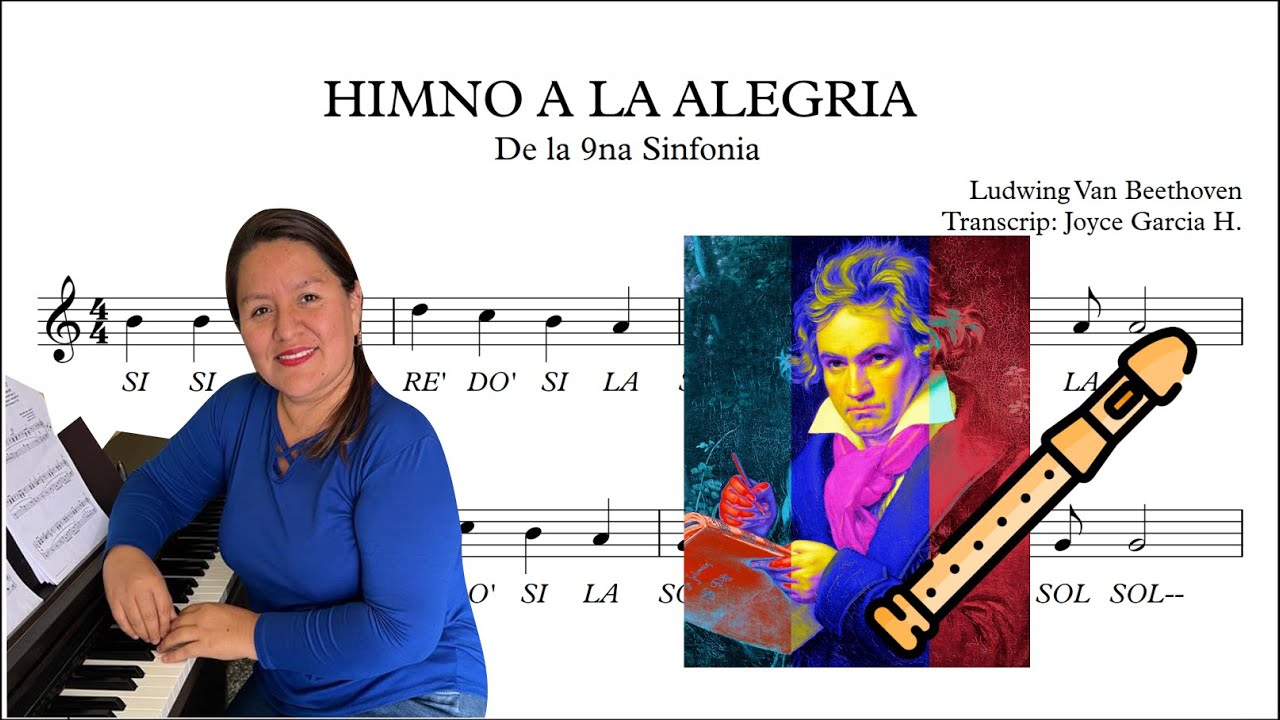🎻🎶😊✅ Himno a la alegría - Beethoven - Partitura en G (Flauta, violín, melódica)