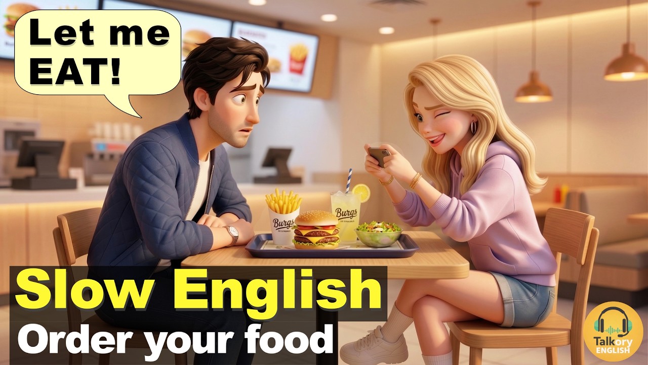 Just Let Me Eat! 🍔 (Fast Food English) | Slow & Easy Conversation for Beginners