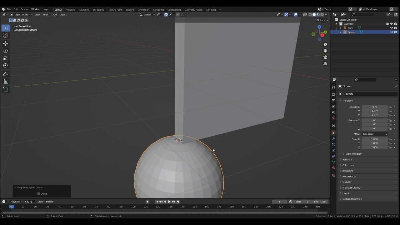 Alinear objetos en Blender con referencia como en Autocad