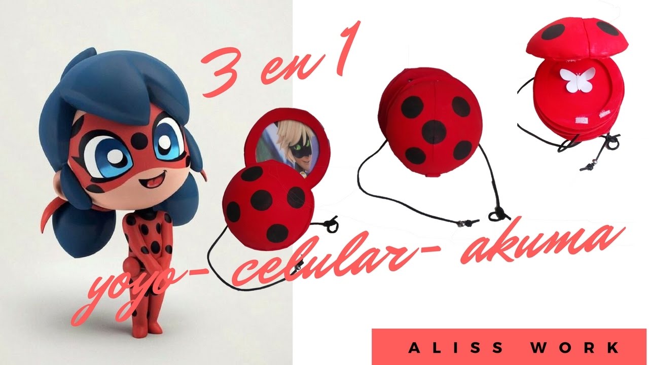 COMO HACER EL YOYO/TUTORIAL YOYO LADYBUG/CELULAR LADYBUG Y AKUMA/MANUALIDAD FACIL/YOYO COMMISSION