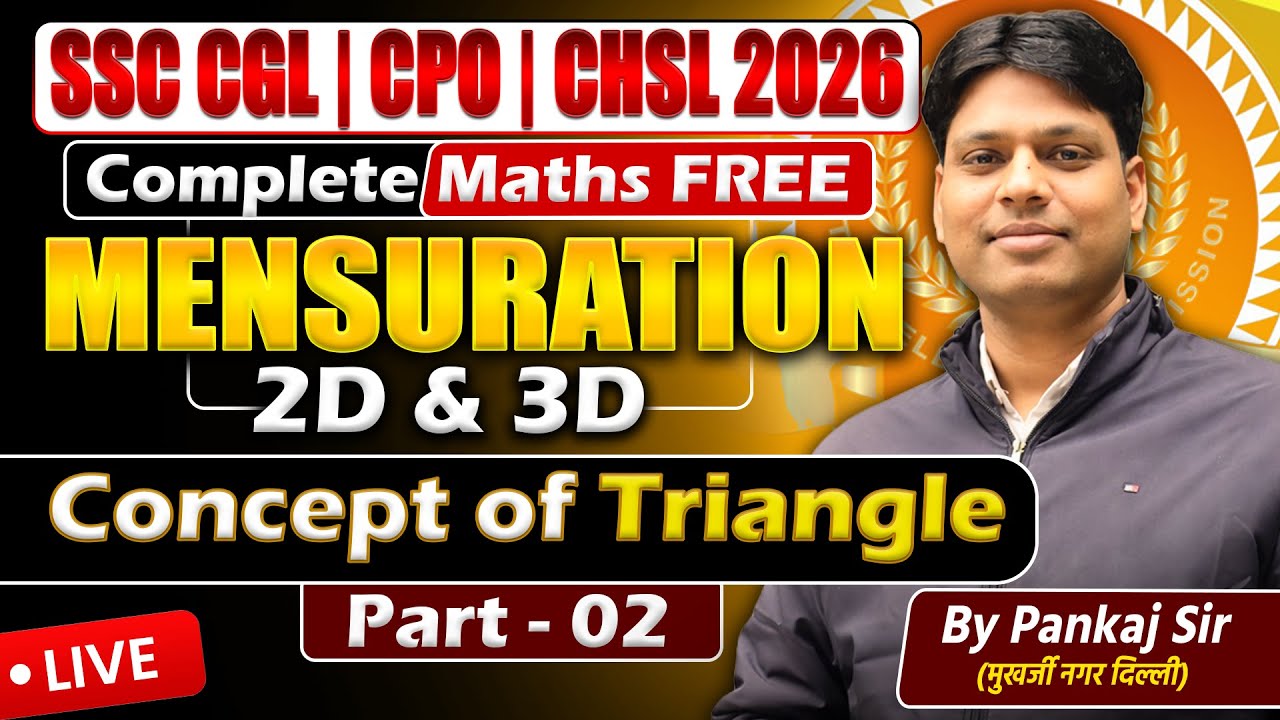 Mensuration for SSC CGL 2026 | All Triangle Concepts & Formulas Part-2 | 2D & 3D | By Pankaj Sir