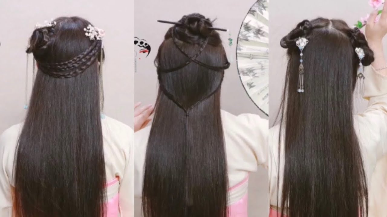 Top 3 Easy Chinese old traditional hairstyles tutorial[粉墨倾城]