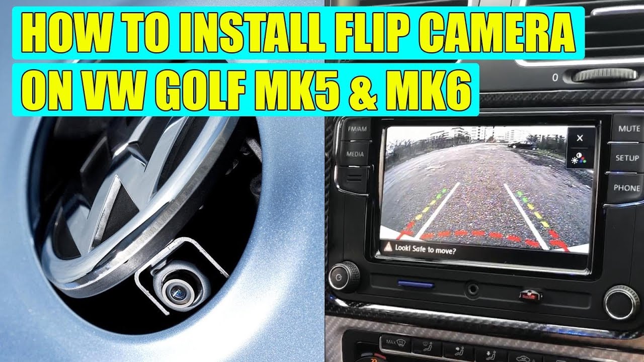 How to install flip emblem (badge) rear view camera for VW Golf Mk5, Mk6, Jetta in 27 steps