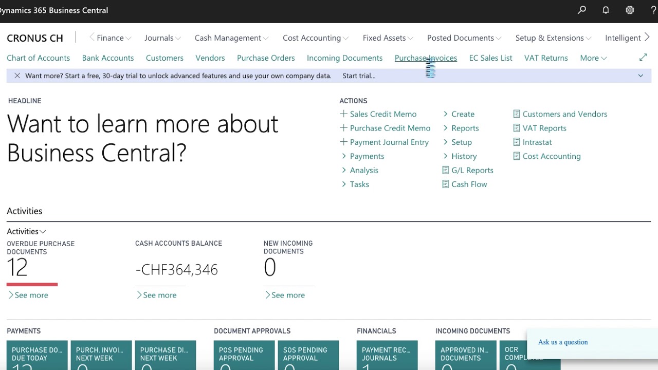 Business Central Finance management