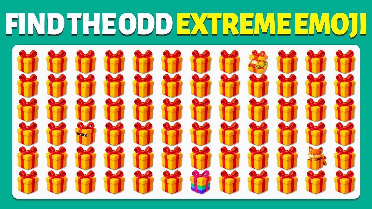 Find the ODD One Out - ETREME EMOJI Edition🔥🎁🤩 | 40 Levels | Easy, Medium, Hard | Cow Quiz
