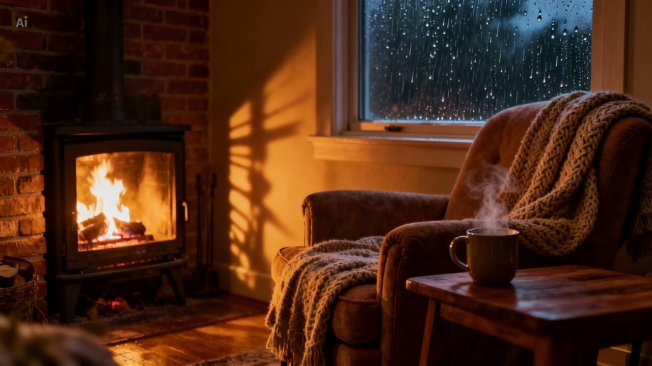 Cozy Reading Ambience: Fireplace