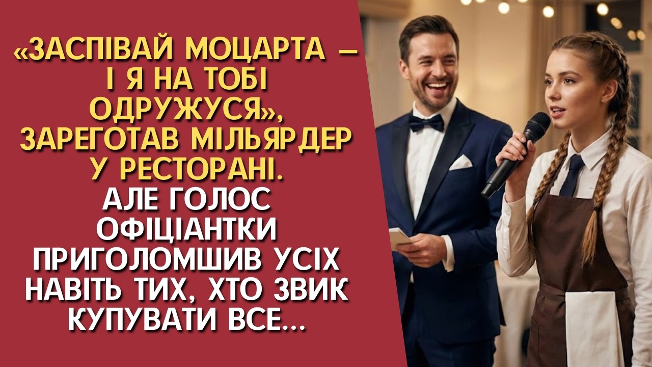 Заспівай Моцарта — і я на тобі одружуся, — пожартував мільярдер… але голос офіціантки приголомшив...