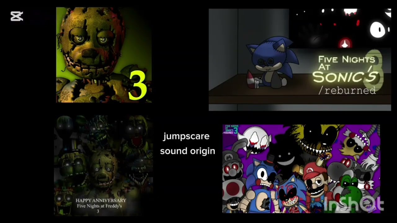 five nights at freddy's 3 jumpscare slowed down and fnas 3 reburned jumpscare sound origin