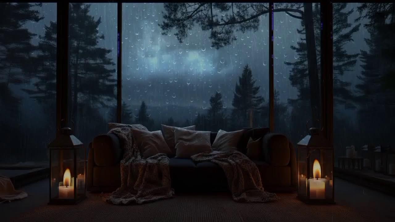🌧️ Rainy Night Cabin Rain |  Heavy Rain on Window for Fall Asleep Quickly | Soothing Rainy Day Vibes