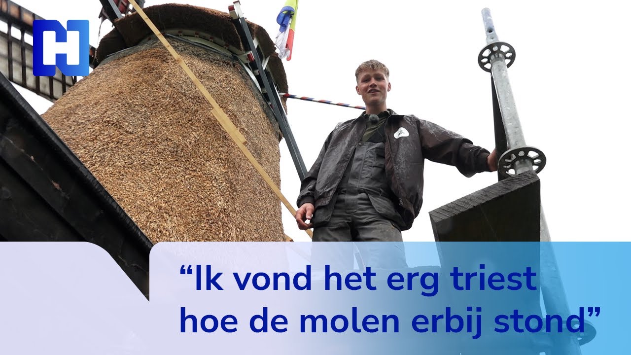 16-jarige Stan Baltus toont replica van molen 'De Mol' tijdens Nationale Molendag