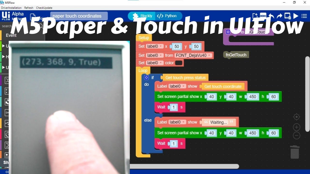 M5Paper & Touch Sensor in UIFlow