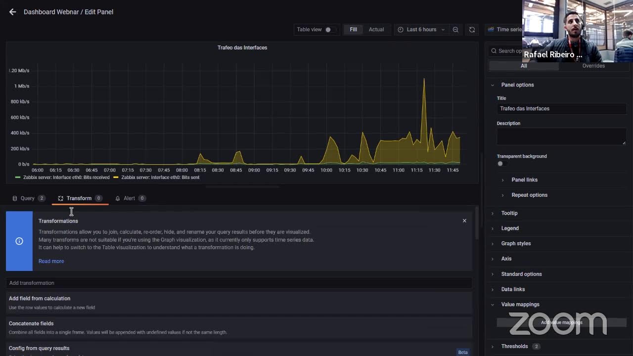 Webinar Unirede: Criando um dashboard simples no Grafana com m&eacute;tricas do Zabbix Server