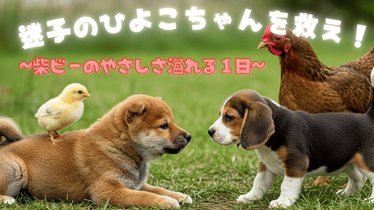 👉ここを押すと本編へとべるワン🐶「迷子のひよこちゃんを救え🐣柴ビーのやさしさ溢れる１日」Rescue Mission for the Little Chick #子犬ai #柴犬 #ビーグル