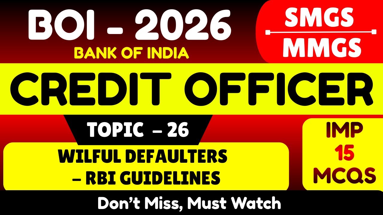 Wilful Defaulters MCQS | Bank of India Credit Officer 2026 Notes | BOI Credit Officer PDF Notes 2026
