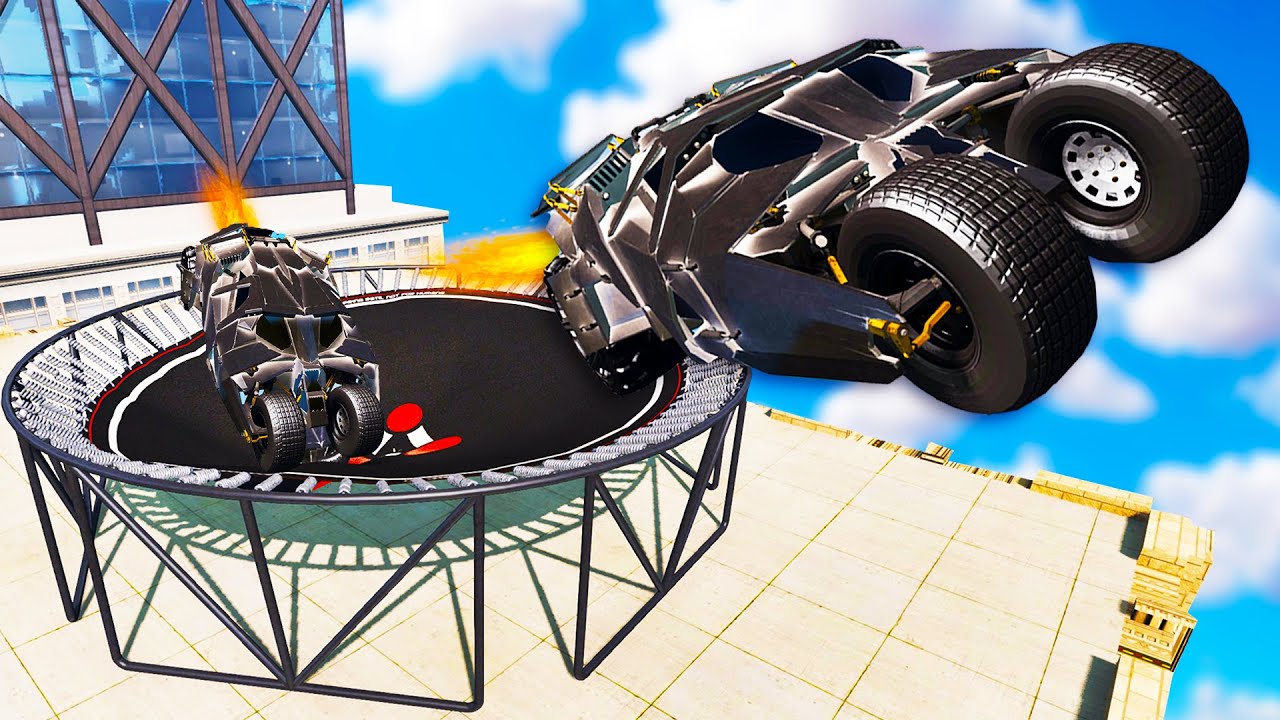 We Jumped the Batmobile off Skyscrapers and Trampolines in BeamNG Multiplayer!