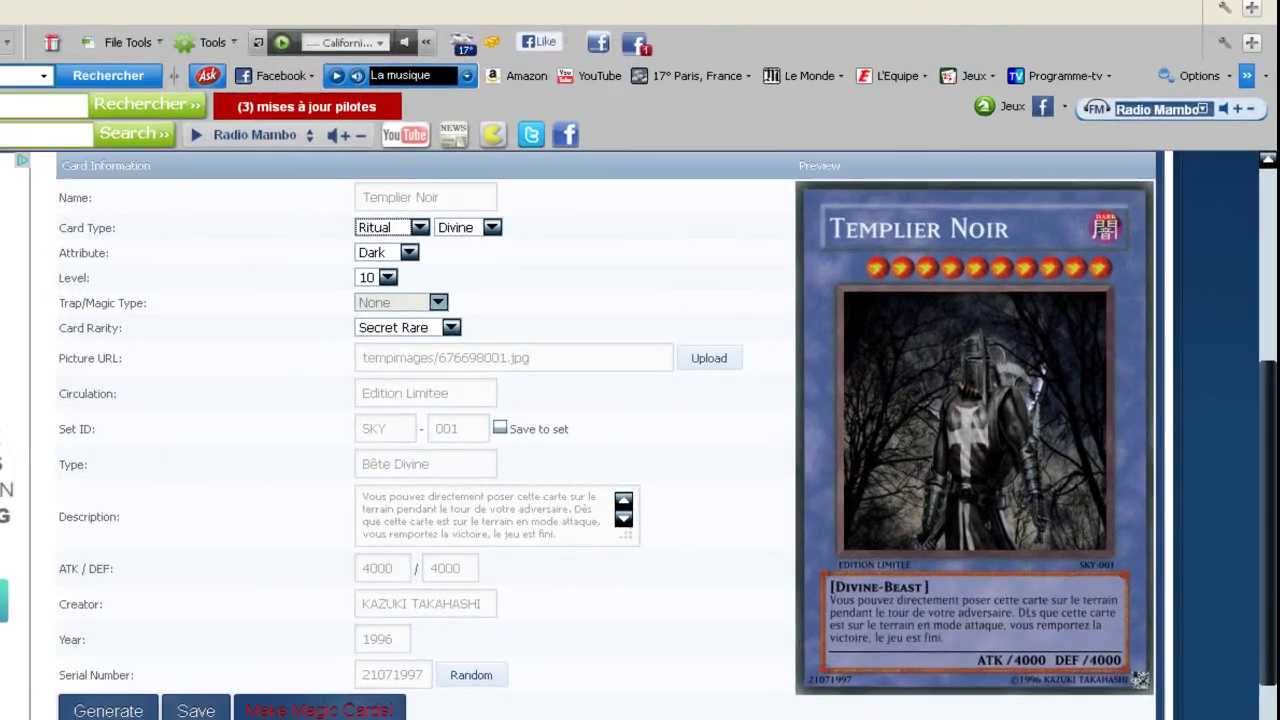 Créer des cartes Yu-Gi-Oh facilement