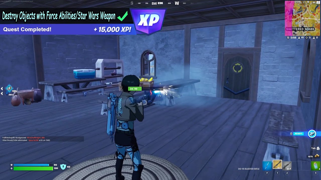 Destroy Objects with Force Abilities or a Star Wars Weapon | Fortnite X Star Wars