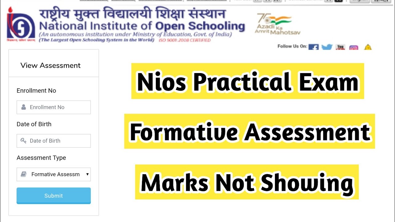 Nios Formative Assessment Marks Not Showing | Task Is Helping (NIOS) #nios #taskishelping #marksheet