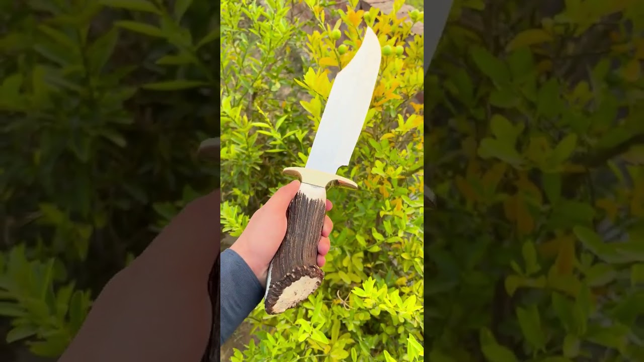 Jim Bowie Blade | Crown Stag Horn Handle | Historical Replica with Leather Sheath