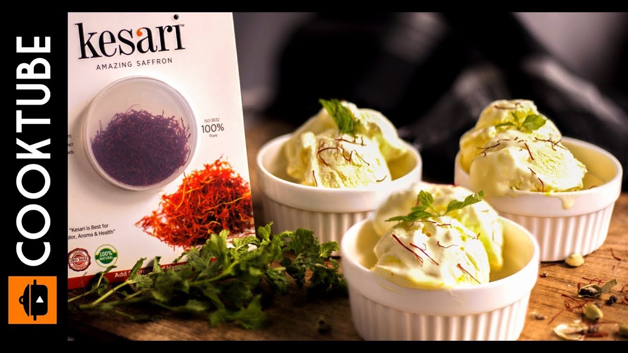 Homemade Saffron Ice Cream | No Ice Cream Maker Required