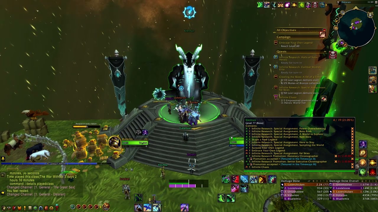 WoW War Within - Legion Remix Patch 11.2.5 Quest: Infinite Research Combat Studies, Elite