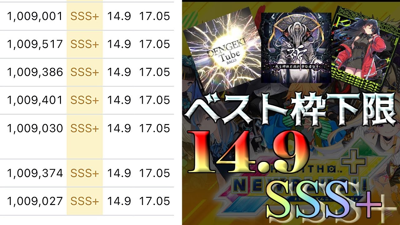 [CHUNITHM]15を詰めないとレートが上がらない人のべ枠紹介