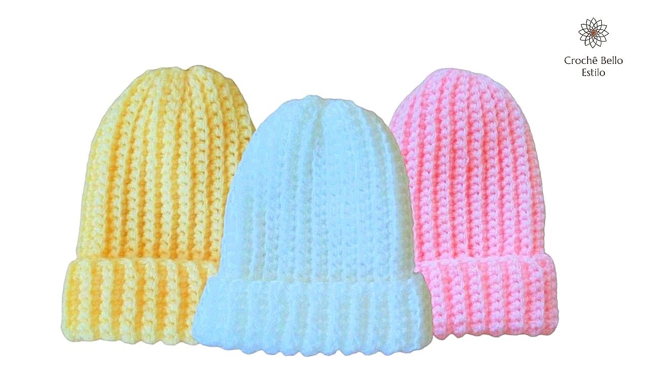 TOUCA/GORRO DE CROCHE PARA BEBE TODOS OS TAMANHOS - SUPER FACIL