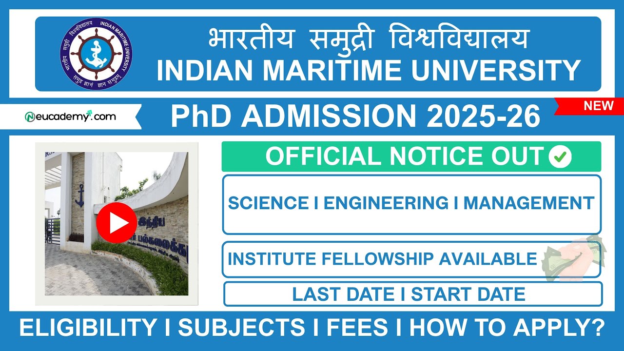 IMU PhD Admission 2025-26 Notification | Eligibility, Last Dates, Subjects, Fees & Fellowship