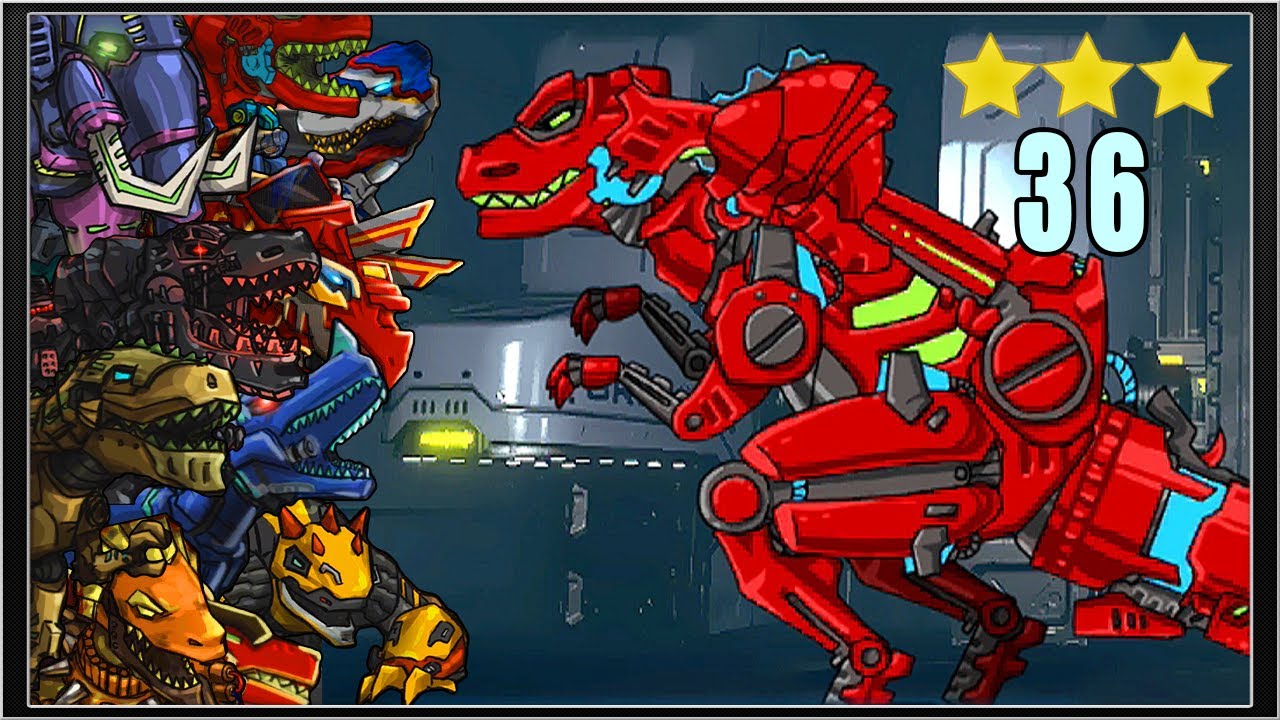Dino Robot Battlefield Armored Dinosaurs - Tyranno Red 3 Stars Level 36 - Full Game Play