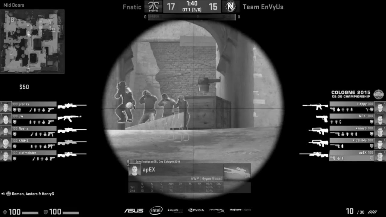 apEX vs 4 awp'ers! - EnVyUs x Fnatic - ESL One Cologne 2015 - GRAND FINAL