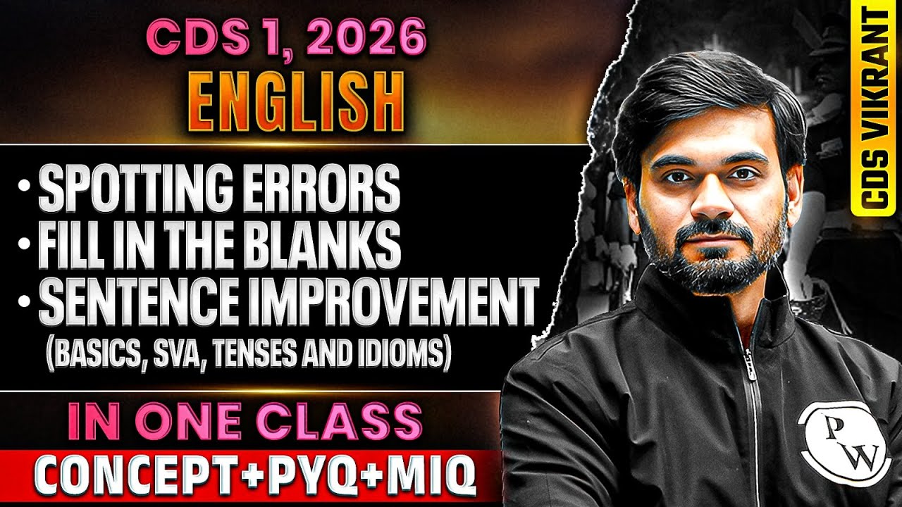 CDS 2026 English: Complete Spotting Errors, Fill in the Blanks & Sentence Improvement for CDS 1 2026