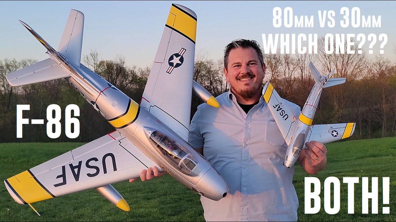 F-86 Sabre - FMS 80mm vs EFlite UMX 30mm - Which One? BOTH! Comparison Flights + Pond Update