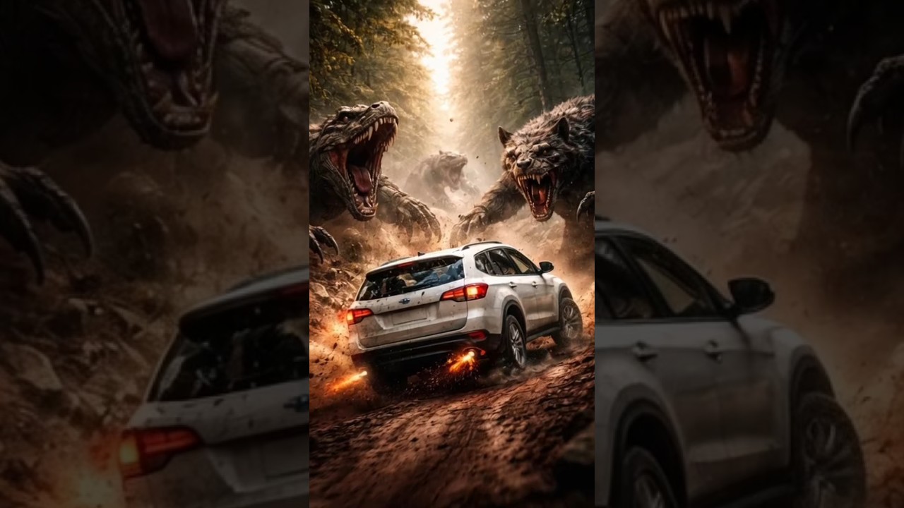 Car Escapes Giant Predator at the Last Second 😱 | Unreal Survival