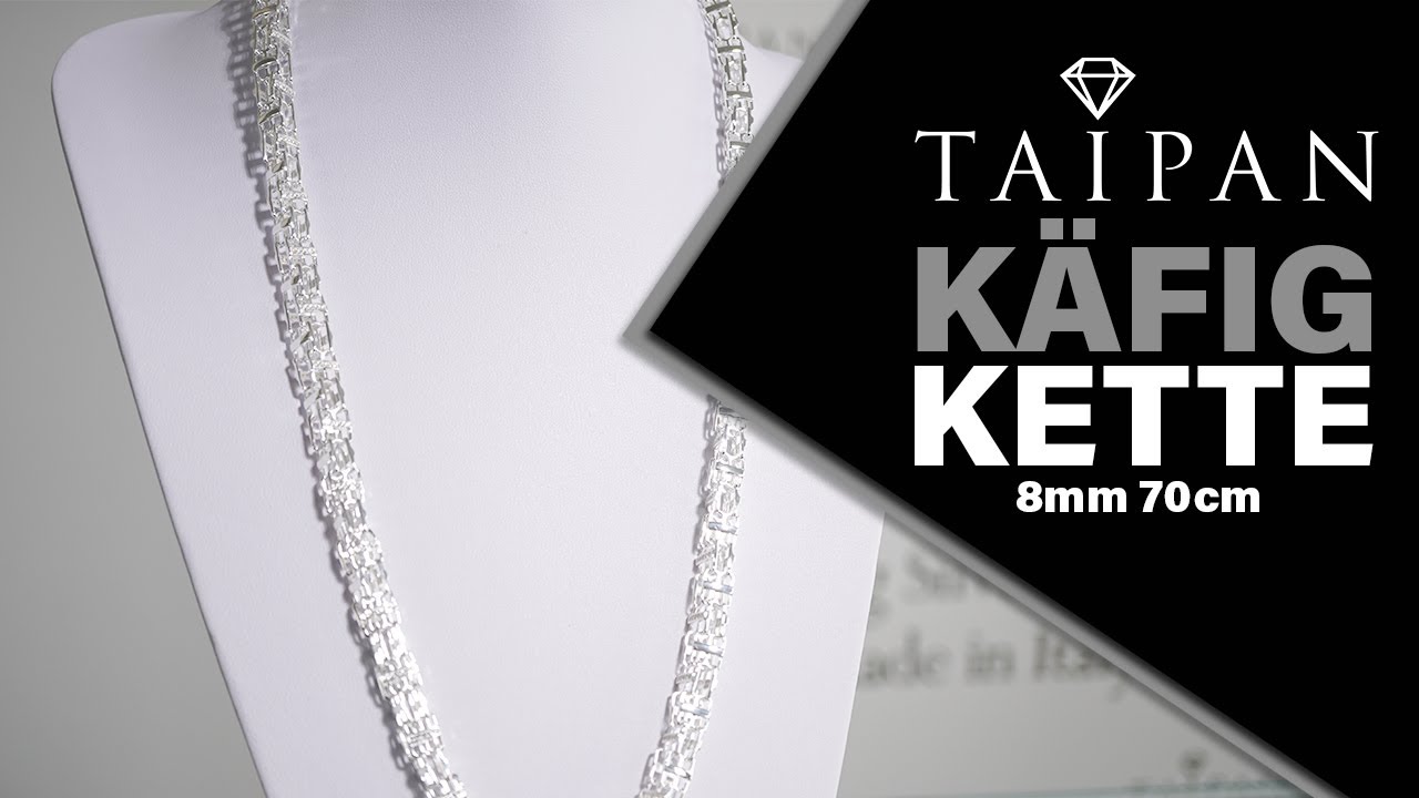 Taipan Käfigkette 8mm breit 70cm lang ICED OUT💎 925 Sterling Silber