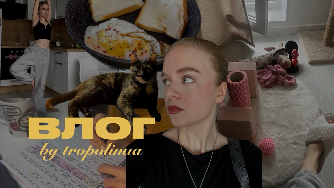 первый влог: учеба на инструктора по йоге, жизнь с кошкой, готовка, уборка и болтание