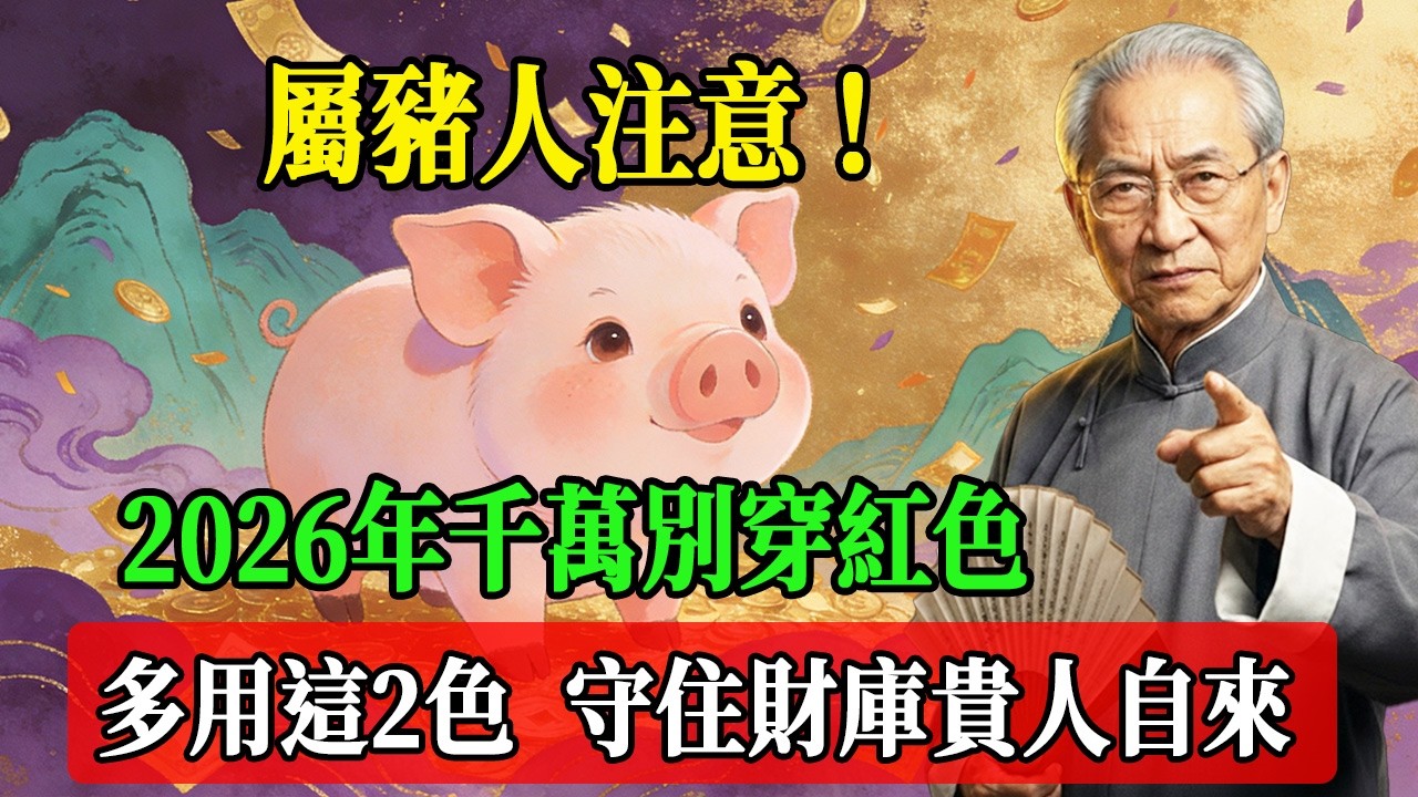 屬豬人注意！2026年火旺之年，千萬別穿紅色，多用這2色，守住財庫貴人自來！#南懷瑾  #國學 #易經 #開運 #招財#風水 #2026運勢#屬相 #生肖運勢#生肖命理