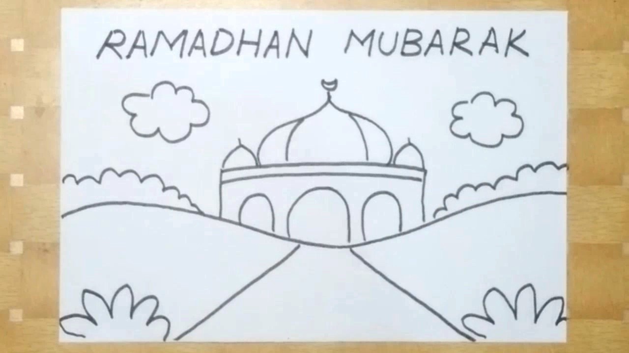 Cara menggambar poster Ramadhan yang mudah