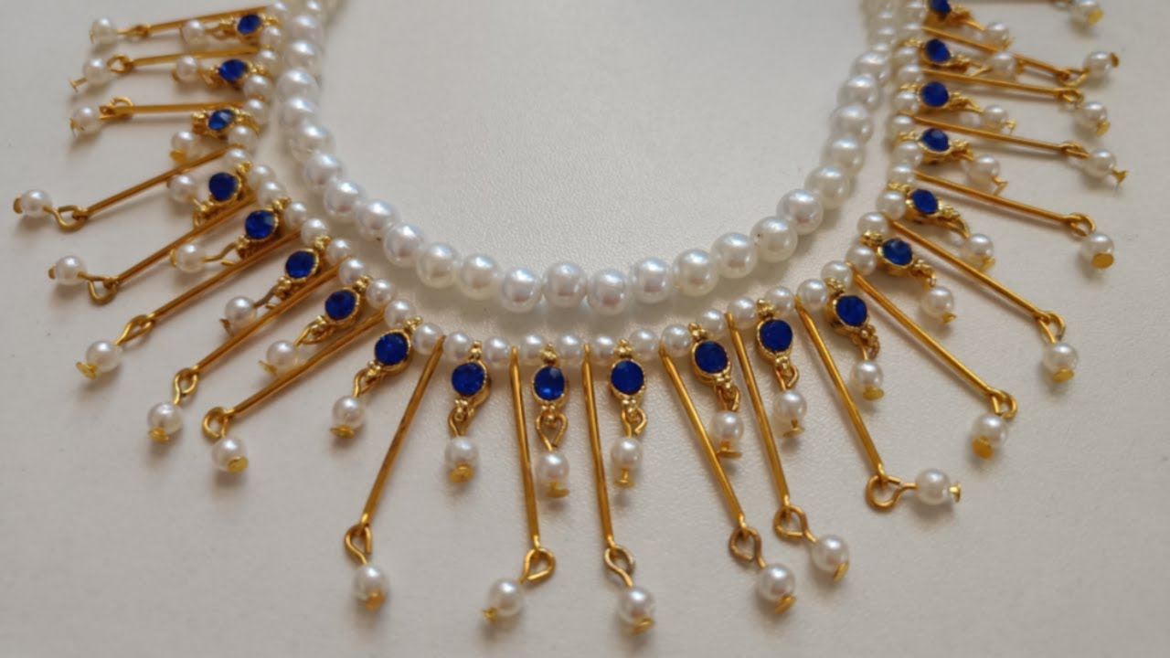 ONAM SPECIAL PEARL NECKLACE /JEWELLERY MAKING MALAYALAM /SHABNA'S DESIGNS