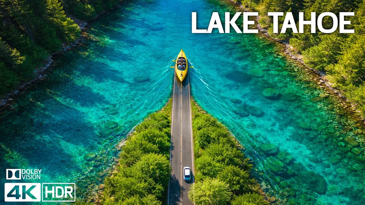 LAKE TAHOE 4K 🏔️ California & Nevada’s Most Beautiful Blue Lake  & Mountain Serenity