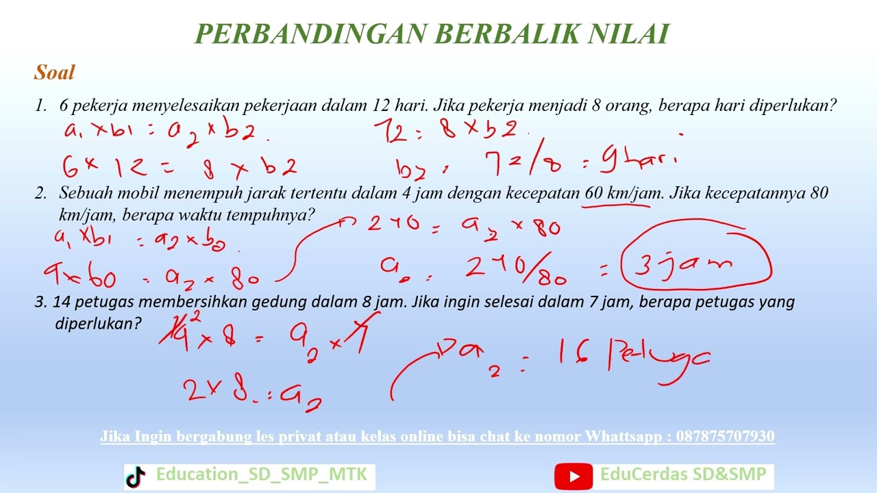 Matematika Cerdas SD–SMP ( Perbandingan Berbalik Nilai )