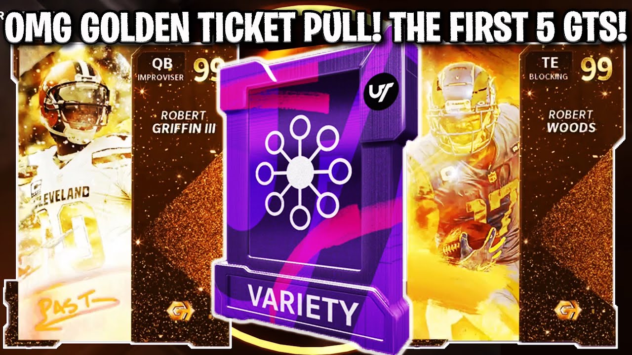 OMG GOLDEN TICKET PULL! WE DID IT! THE FIRST 5 GOLDEN TICKETS! RG3, TE WOODS, AND MORE! | MADDEN 21