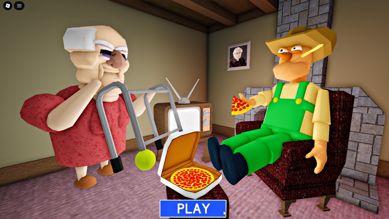BARRA GRANNY STEALS A PIZZA IN MR RANDY CHAIR ! GRUMPY GRAN CATCH HIM! WALKTHROUGH GAMEPLAY #roblox