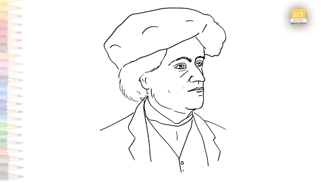 Richard Wagner drawings | Portrait sketches easy | How to draw Richard Wagner easy steps #artjanag