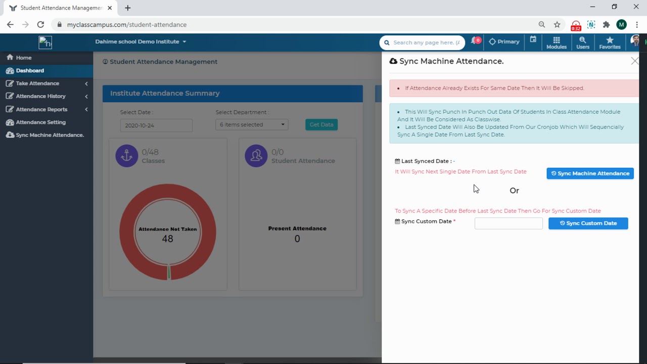 How to Sync Student's Machine Attendance into Attendance Module