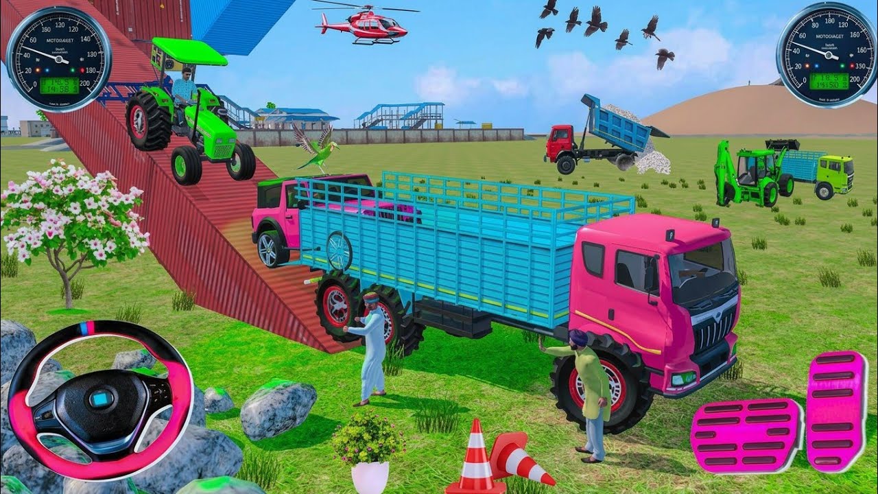 😱 CRAZY High Ramp: Thar & Tractor Load on Truck! Game Over or Win? 🚀 #games 