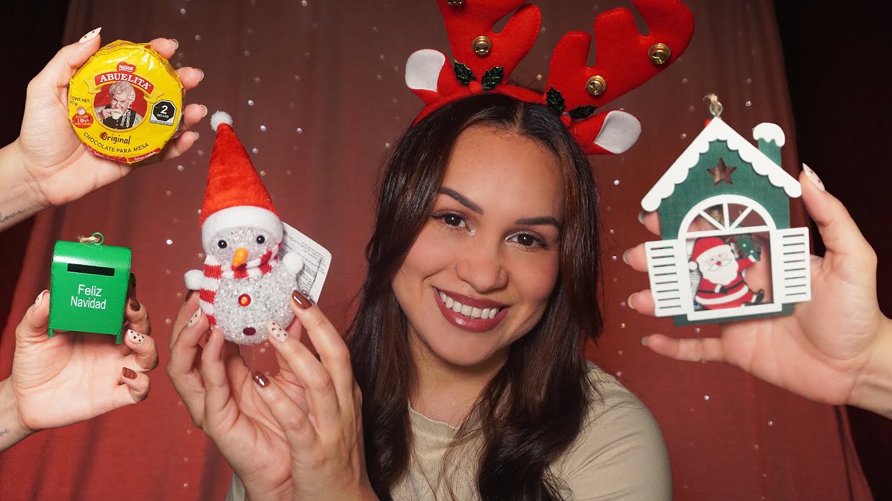 ASMR con decoraciones de Navidad 🎅✨ Te maquillo, te sirvo chocolate y envolvemos regalos juntas