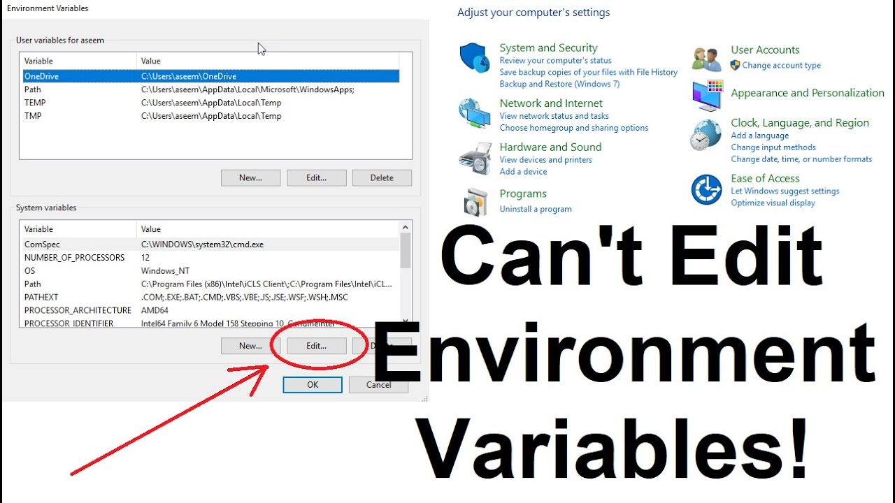 Can't Edit System Variables in Control Panel | Best Solution | Watch It ! | Update as of Feb 2021