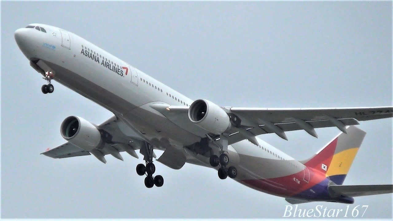 Asiana Airlines Airbus A330-300 (HL7746) takeoff from KIX/RJBB (Osaka - Kansai) RWY 06R