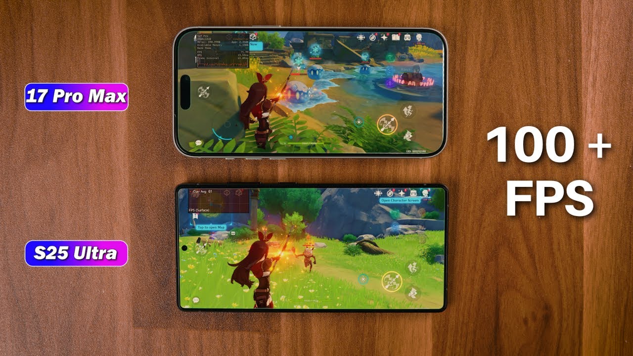 Сравнение игр iPhone 17 Pro Max и Samsung Galaxy S25 Ultra: Genshin Impact!