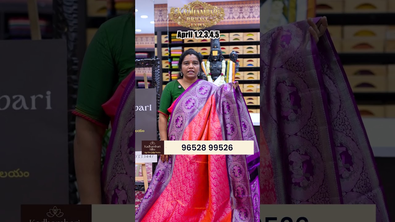 kadhambari Expo Sale April 1st to 5th | Reel - 8 Tomato Peach Color Saree | Contact: 9652899526
